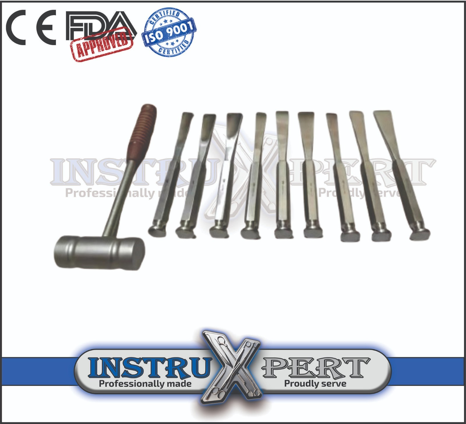 Stille Osteotome Bone Chisel & hammer Fiber Handle Orthopedic Instruments