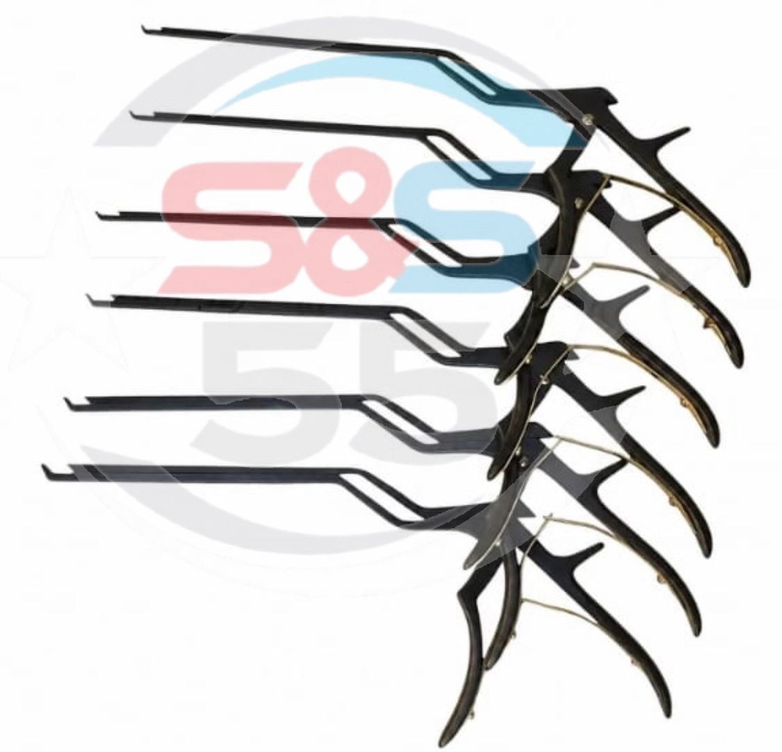 6 Pcs Bayonet Kerrison Rongeurs 9 Inches 1/2/3/4/5/6MM Bit Black 45 Degree