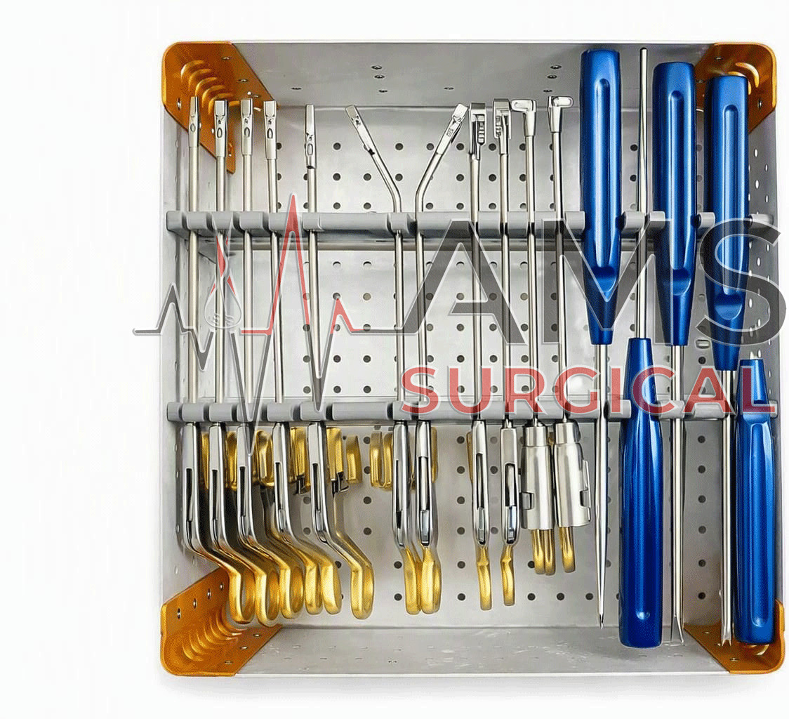 Arthroscopy Forceps Set knee surgery set with sterilization Box Gold handle