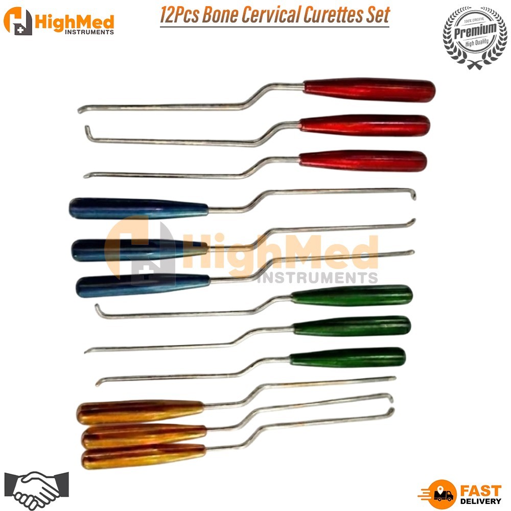 12Pcs Bone Cervical Curettes Set Orthopedic Spine Surgical Instruments Stainless