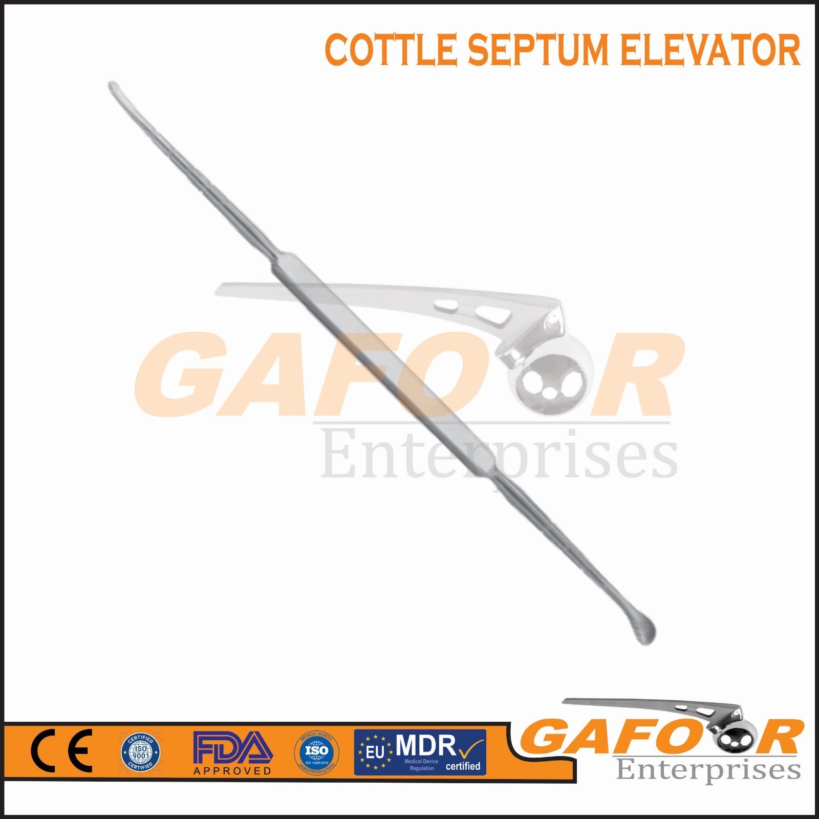 COTTLE Septum Elevator, 9″, Double Ended, Graduated, B/S 5 mm Wide Ends, NH
