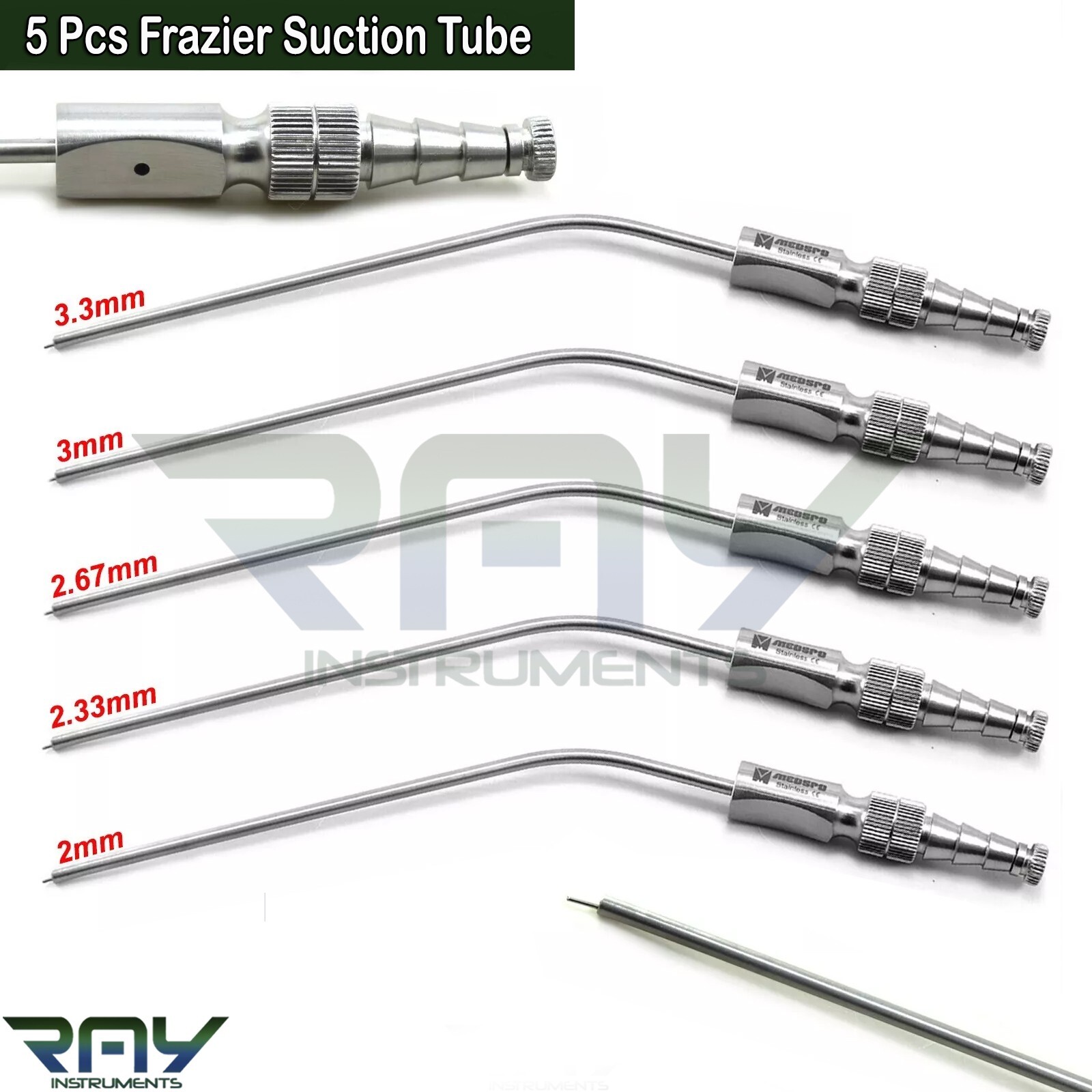 5 Pcs Frazier Suction Tubes Dental Aspirator ENT Diagnostic Surgical Instruments