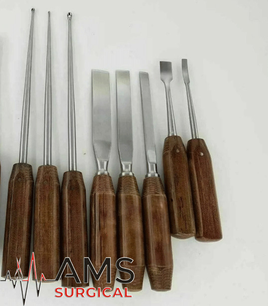 Bone Curette Chisel Screw Driver Fiber Handle Surgical Orthopedics 8 Pcs