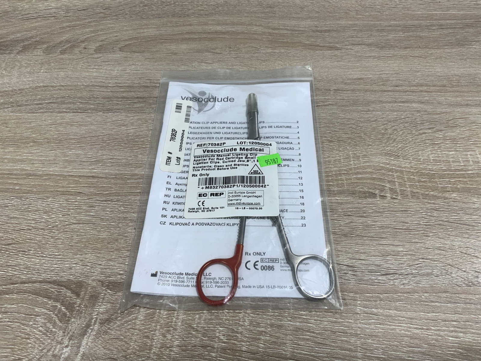 Symmetry 70382P Vesocclude Ligation Clip Applier Curved Jaw 8”