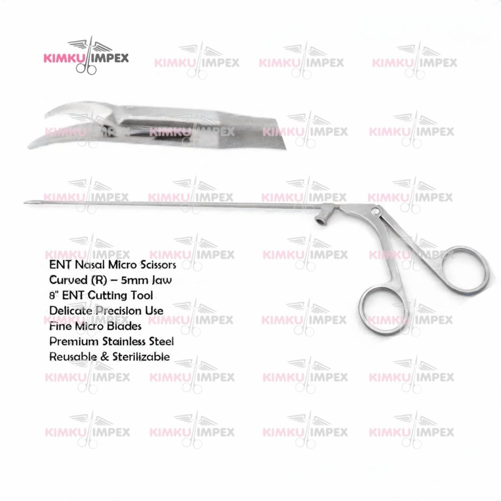 ENT Nasal Micro Scissors – 8’’ Curved (R), 5mm Fine Jaw ENT Instruments