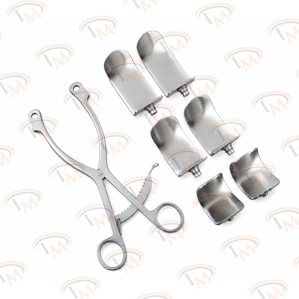 Kolbel Shoulder Retractor Set Silver 6 Blades Shoulder Surgery Instruments