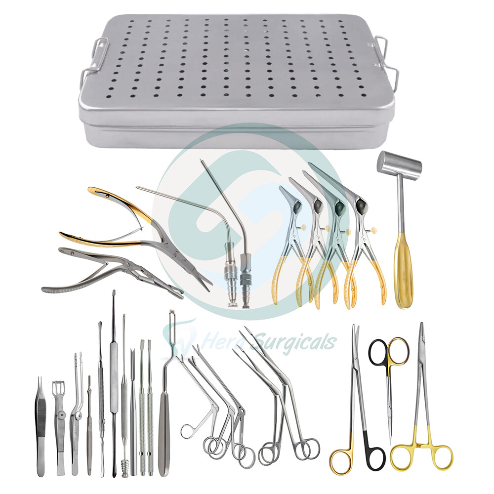 Septoplasty Nasal Surgery Instruments Set of 28 pcs with Stainless Steel Box