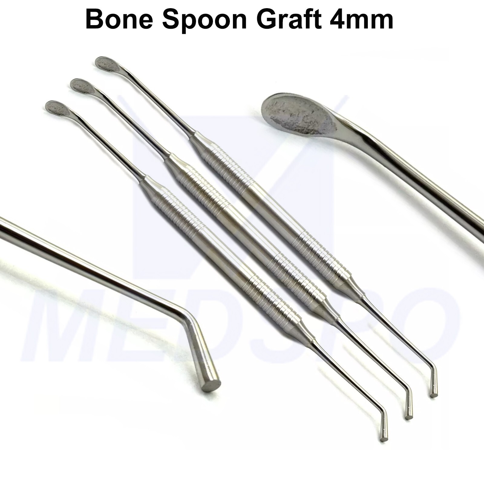 3 PCS Dental Implant Bone Spoon Graft Packer 4mm Scoop Bone Grafting Instrument