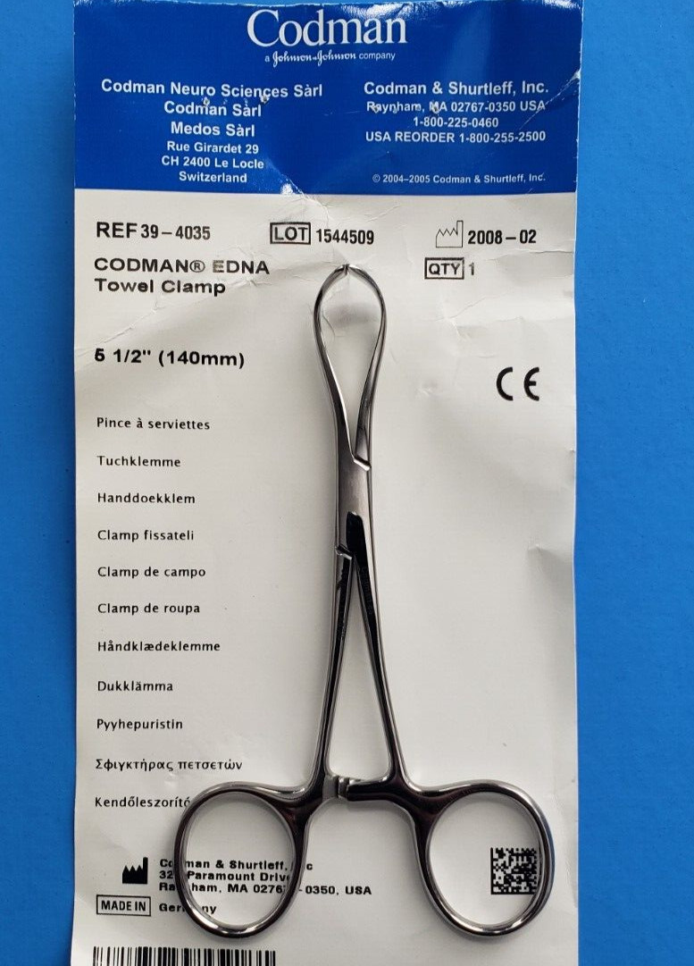 CODMAN 39-4035 Surgical Orthopedic EDNA Towel Clamp 5.5″