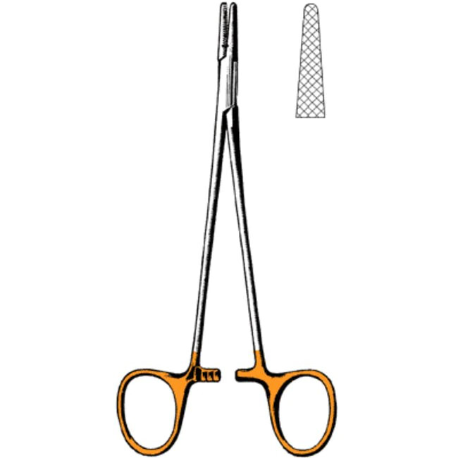 Crile-Wood Needle Holder, 8″, Straight, Serrated Tungsten Carbide Jaws