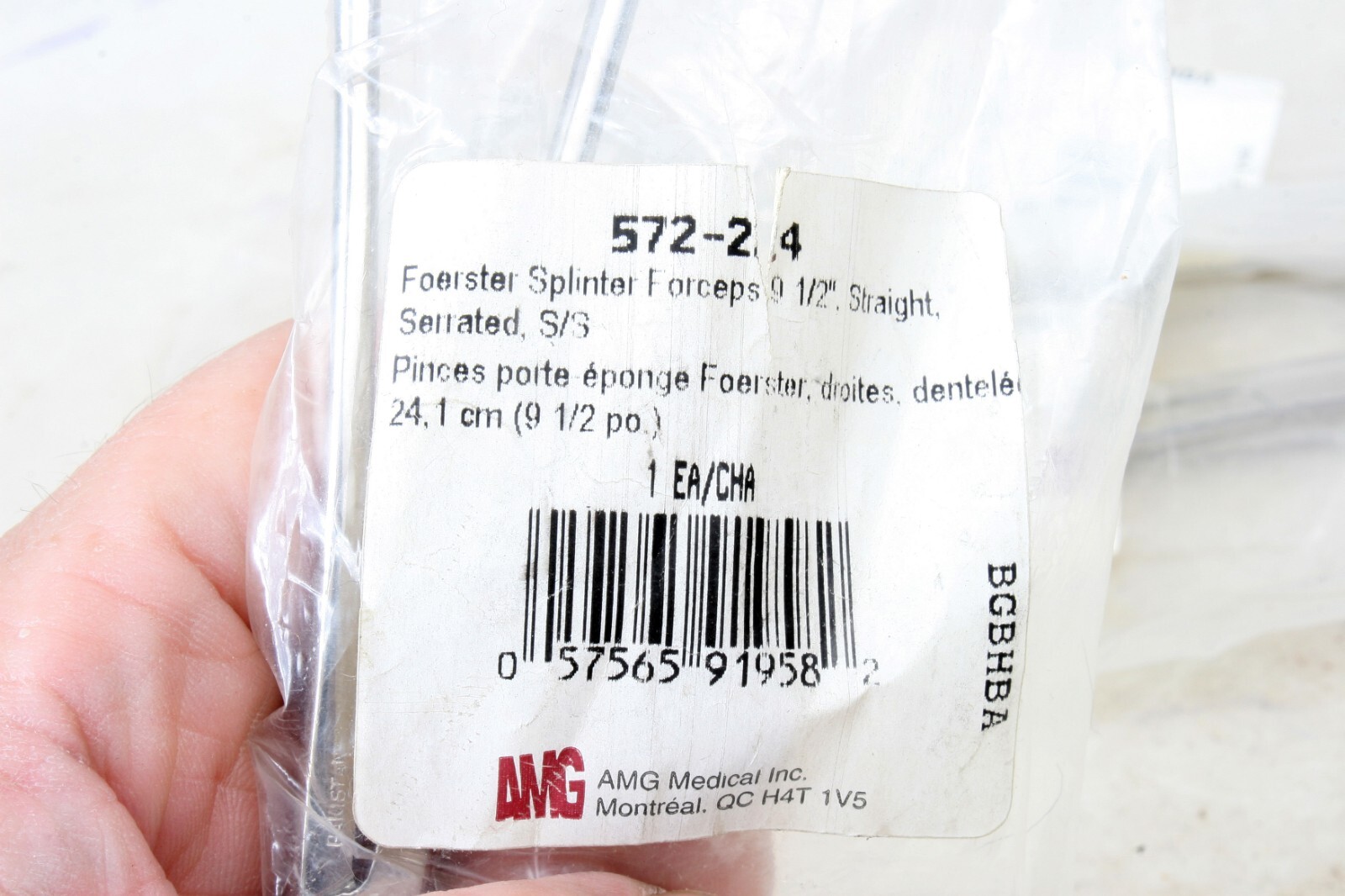 NOS Foerster Splinter/Sponge Forceps 9-1/2″ straight, serrated