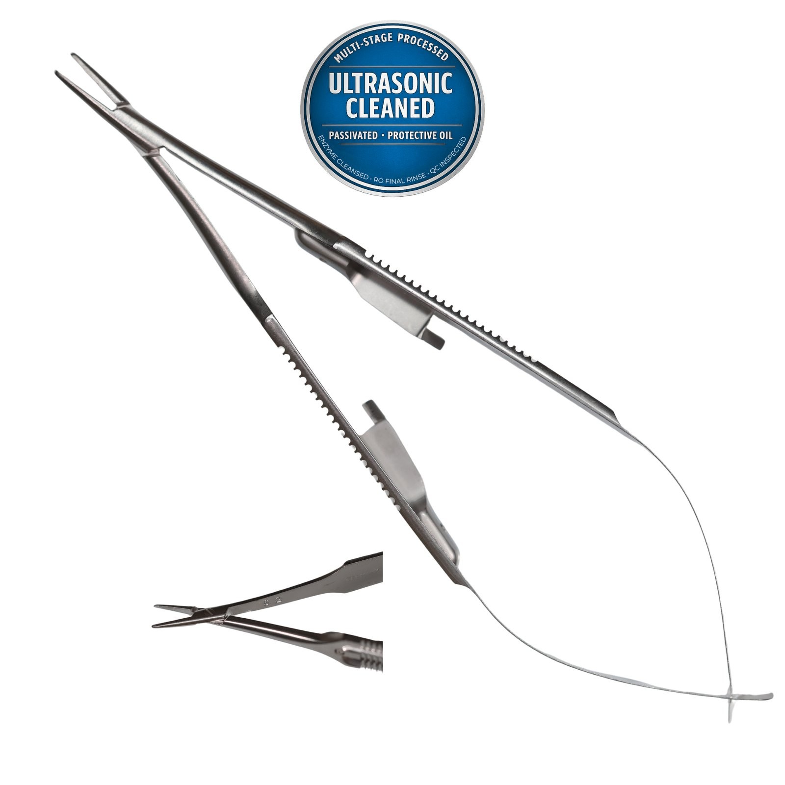 V Mueller OP7412-002 Castroviejo Eye Needle Holder, Straight Smooth Jaw, 5-1/2in