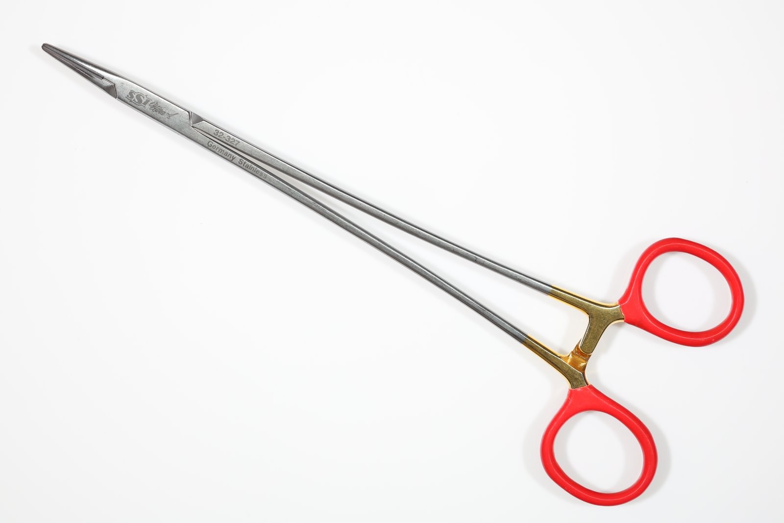 SSI Ultra 32-327 Microvascular Needle Holder, Straight, Serrated, TC, 8-1/8in