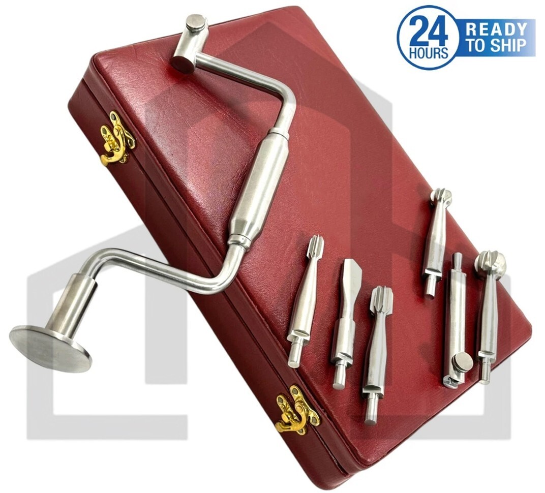 Hudson Brace hand drill Surgical orthopedic Instruments 7 Pcs Set