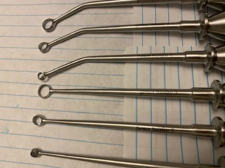 6PCS SET Cone Ring Curette Straight & Bent Ring 3+6+8mm Length 8.75″