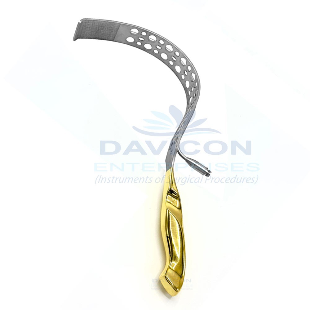 Thorlakson Abdominal Retractor, Fiber Optic, Fenestrated Curved Blade 50mm x 17