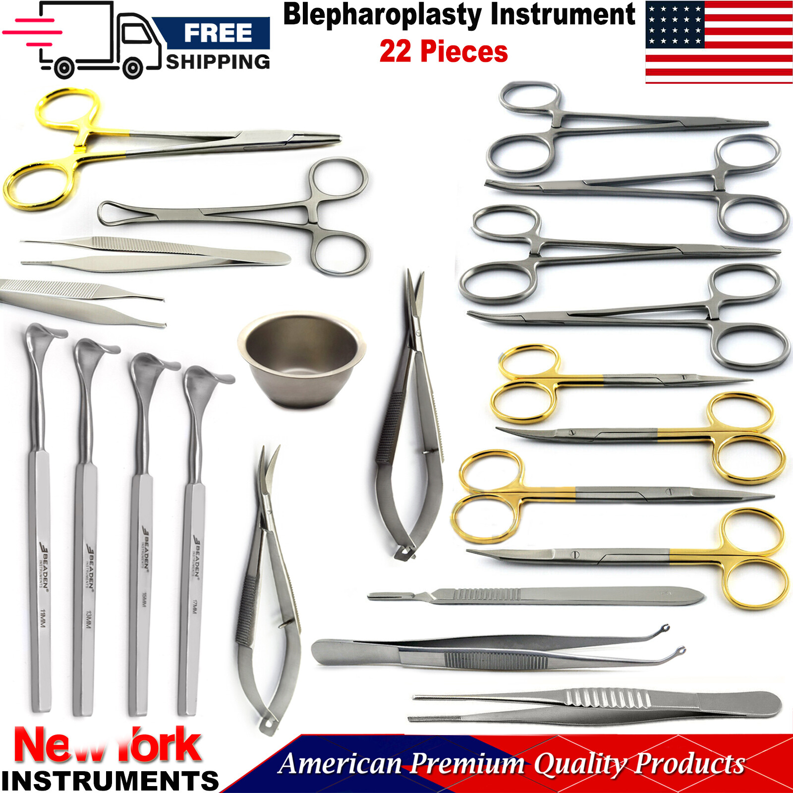 Blepharoplasty Instruments Eyelid Retractors Micro Eye Surgery Ophthalmic 22pcs