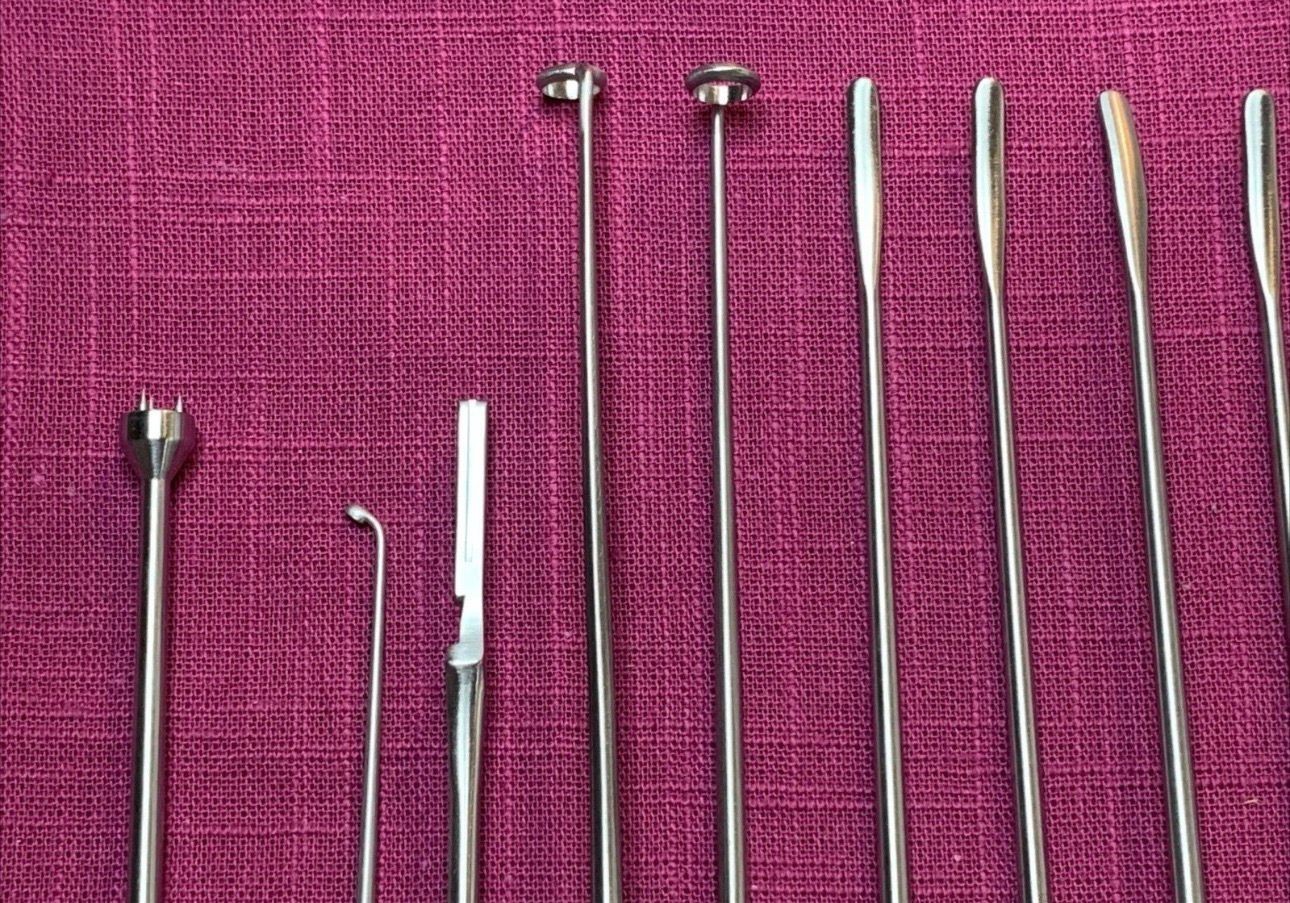 V. Mueller Assorted Neurosurgery Hardy Micro Instrument Set Curettes Dissectors