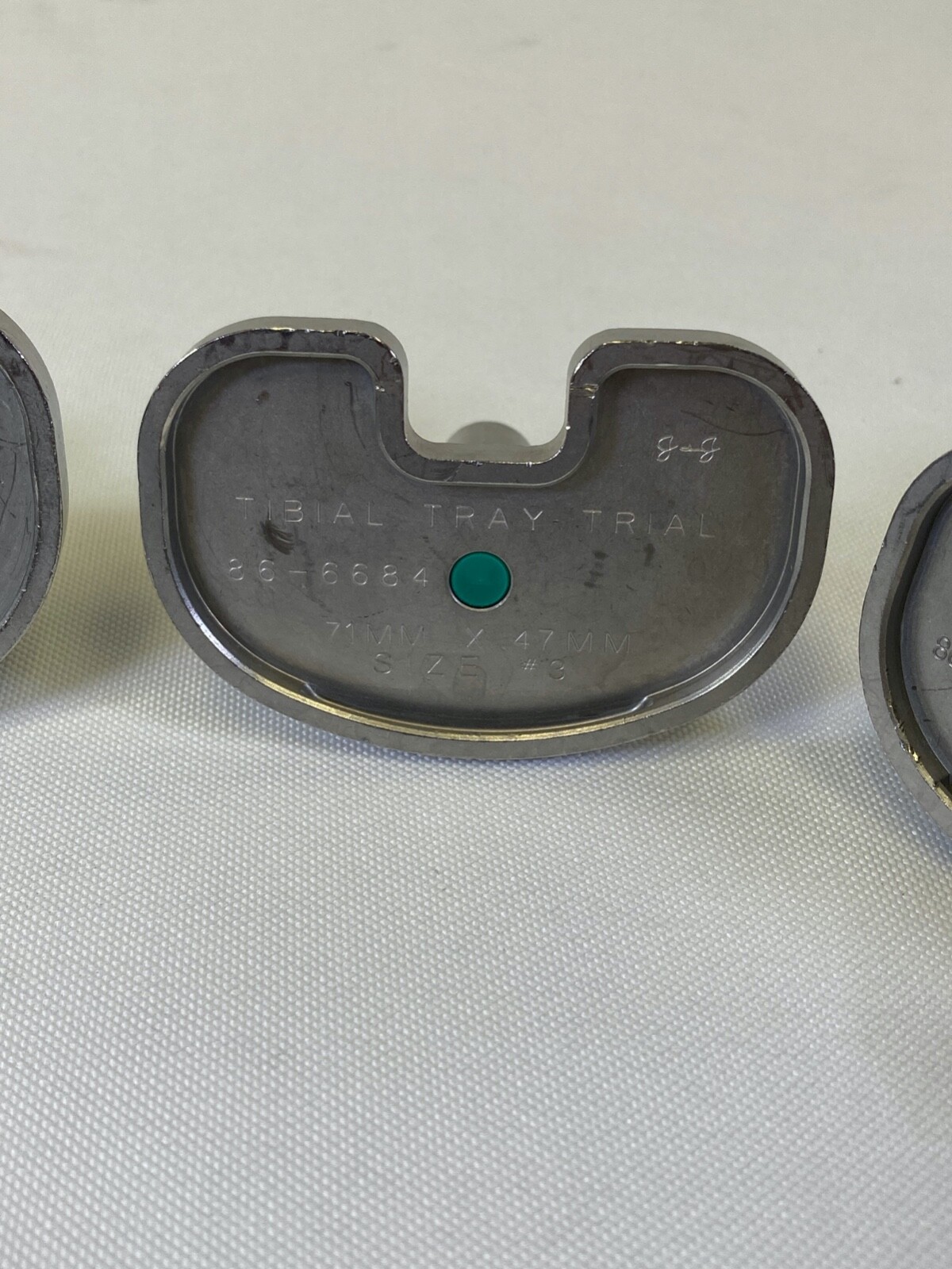 Set of 7 J&J Tibial Keel Punch Handle & Trial Sizers 2-6 Orthopedics Knee Trauma