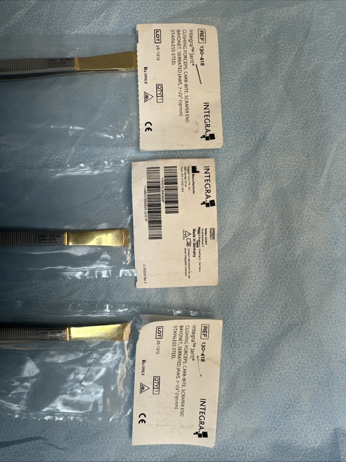 NEW Integra Jarit 130-418 Cushing Tissue Forceps Carb-Bite, Scraper End, Bayonet