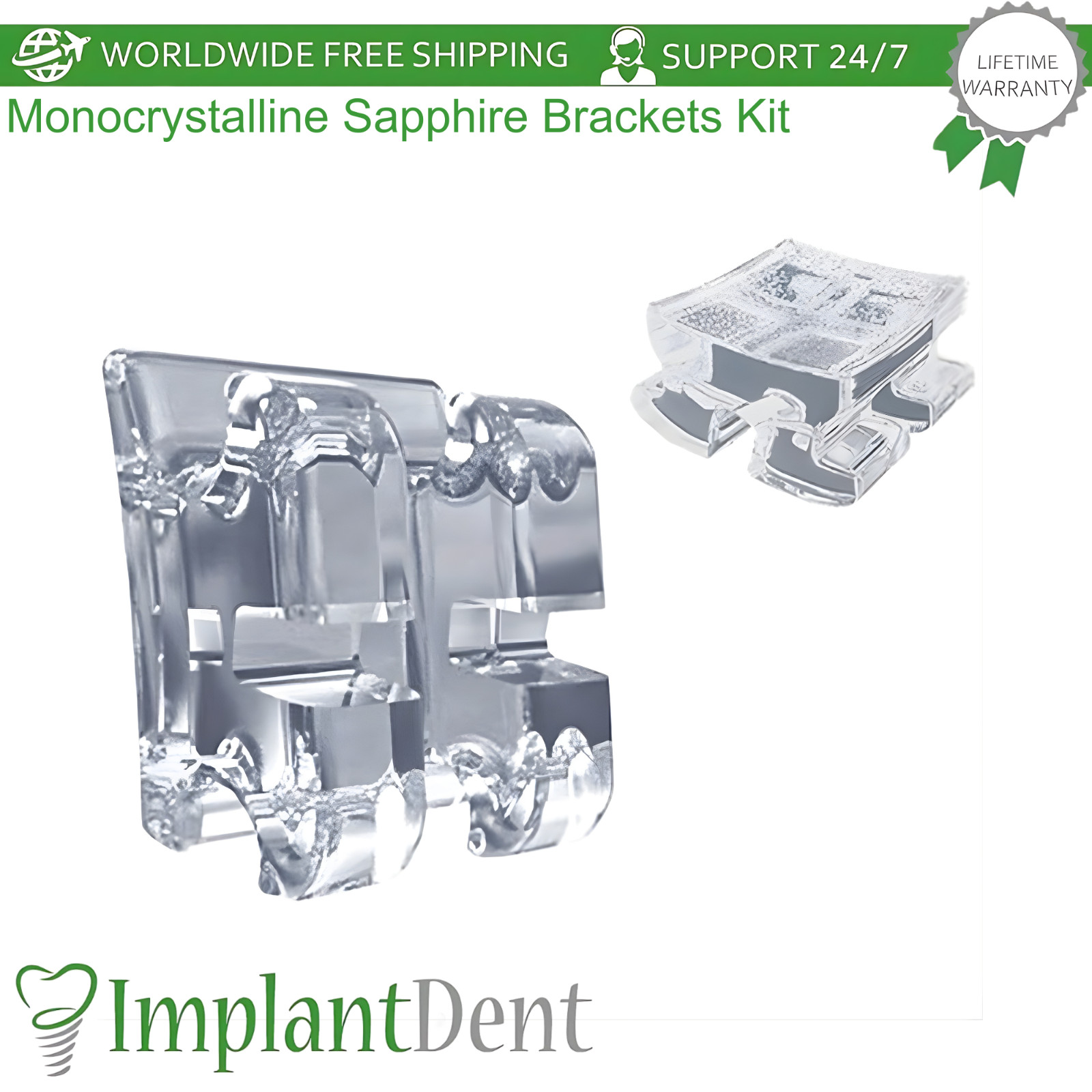 Monocrystalline Sapphire 0rthodontic Dental Brackets Kit Translucent 20pcs