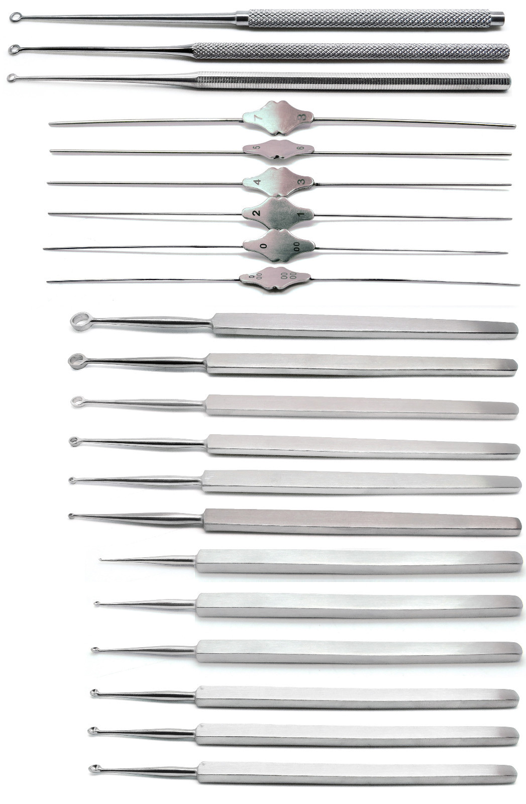 21 Pcs ENT Meyhoefer Fox Buck Curettes Bowman Lacrimal Probes Tools