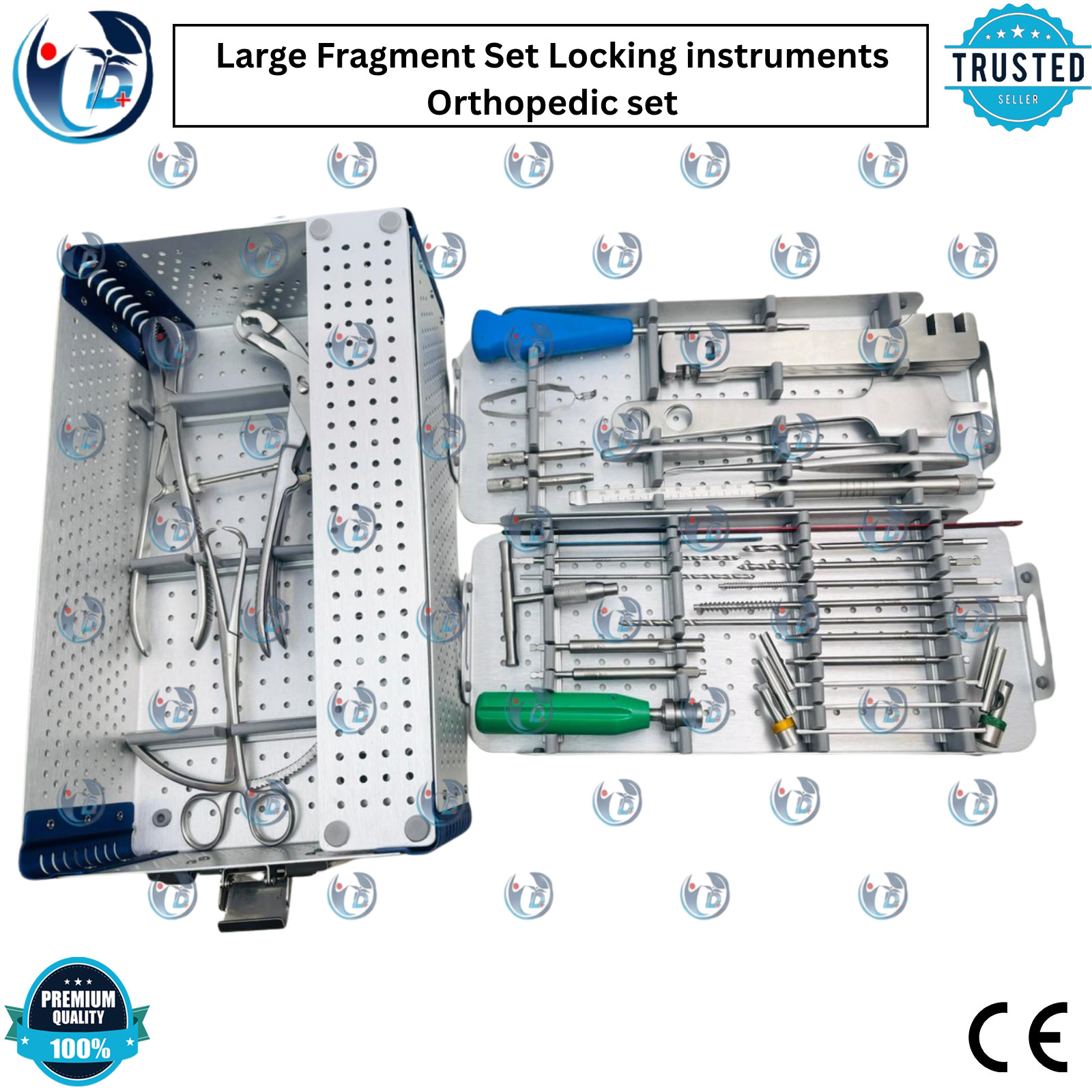 Large Fragment Locking Instrument Set w/ Screw Tray Orthopedic Surgical Kit SS