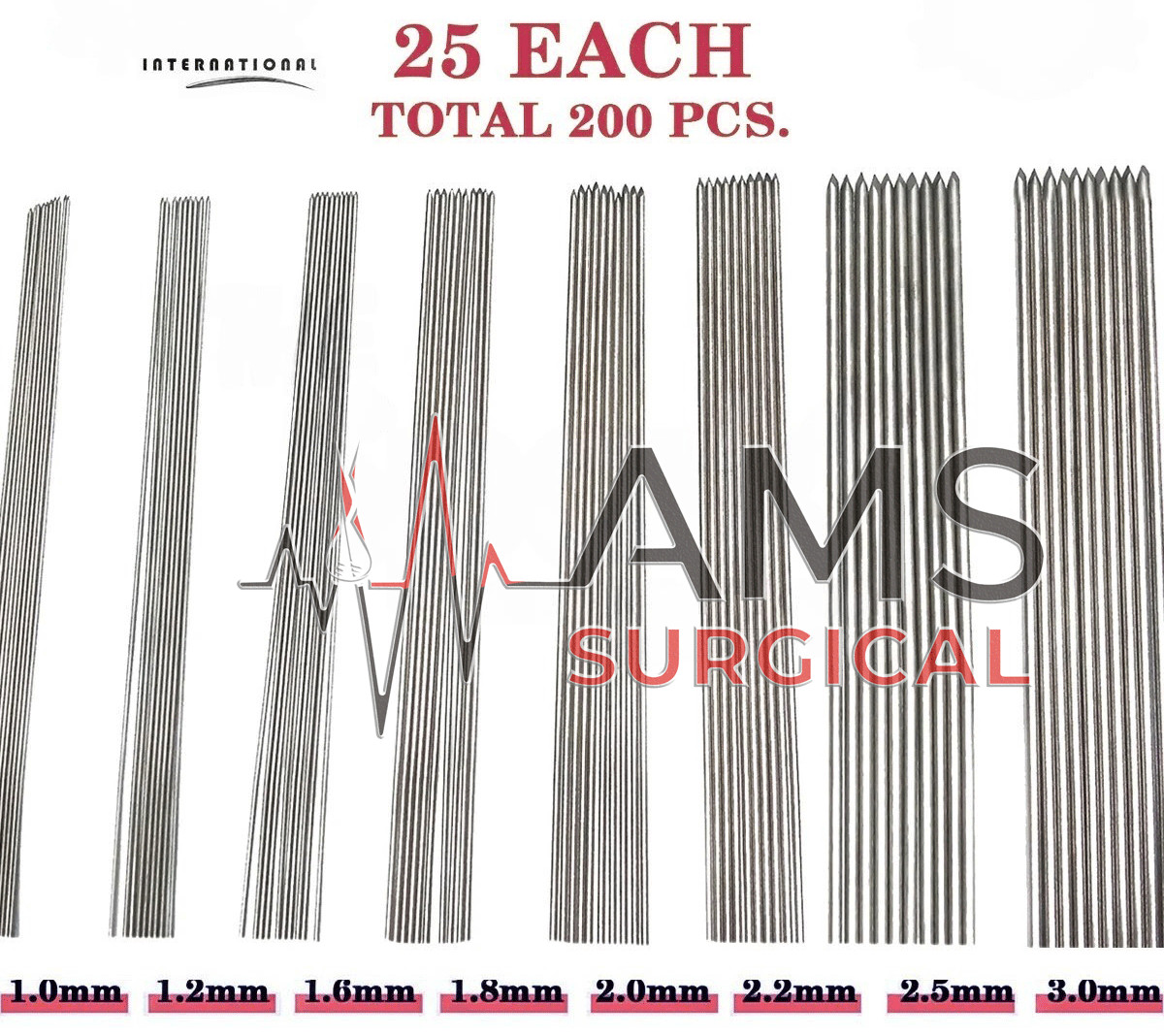 Steinmann Pins 19cm Orthopedic Surgical Instruments Set High Quality