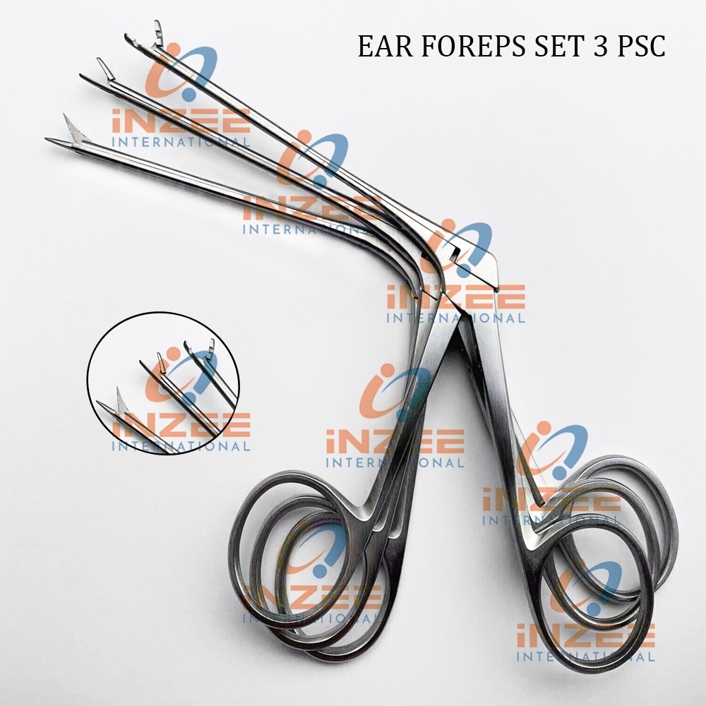 Ear Forceps Set of 3 Pcs Used in Ear Surgery ENT Surgical Instruments By Inzee