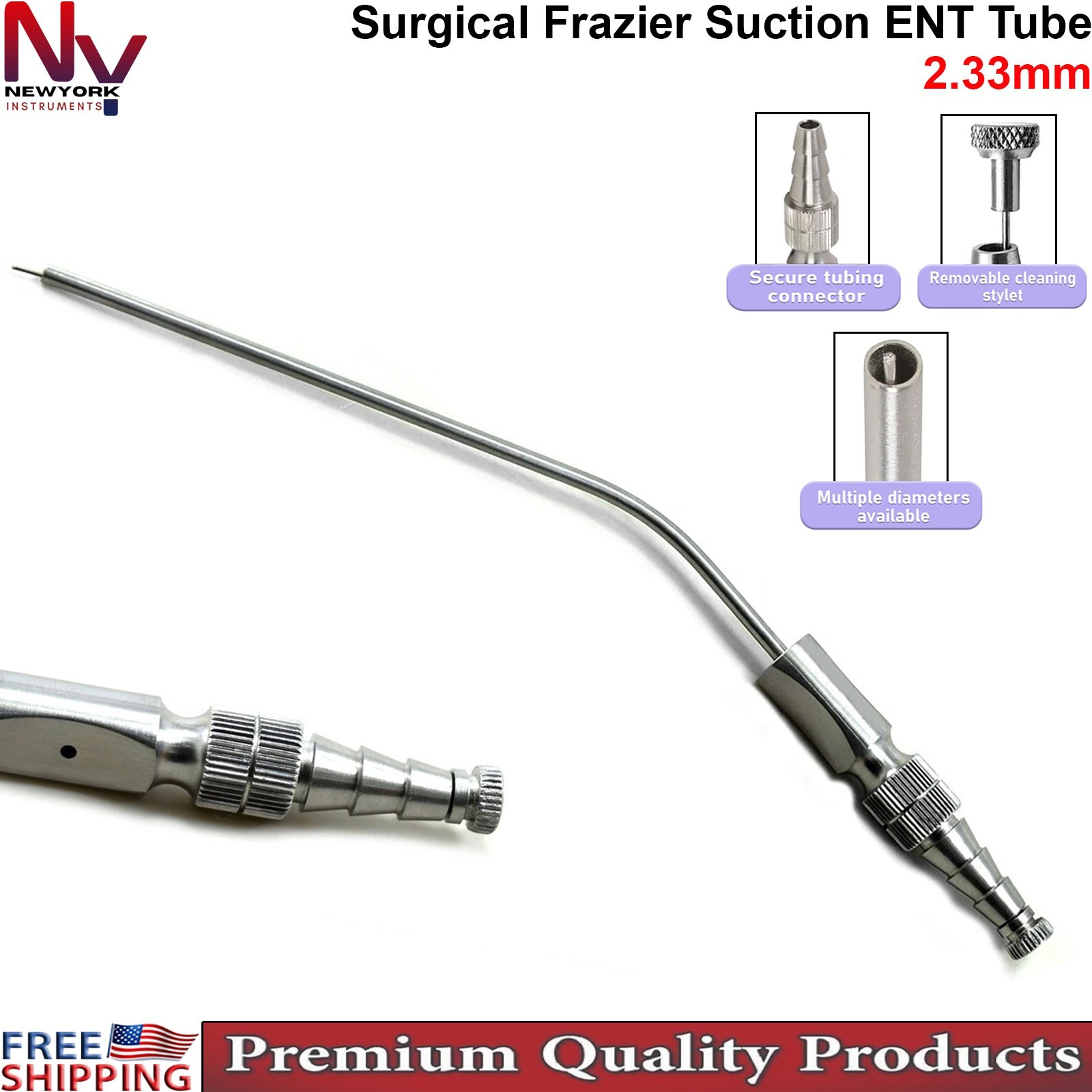 Frazier Suction Tube 2.33mm ENT Neurosurgery Surgical Medical Instrument Tool CE