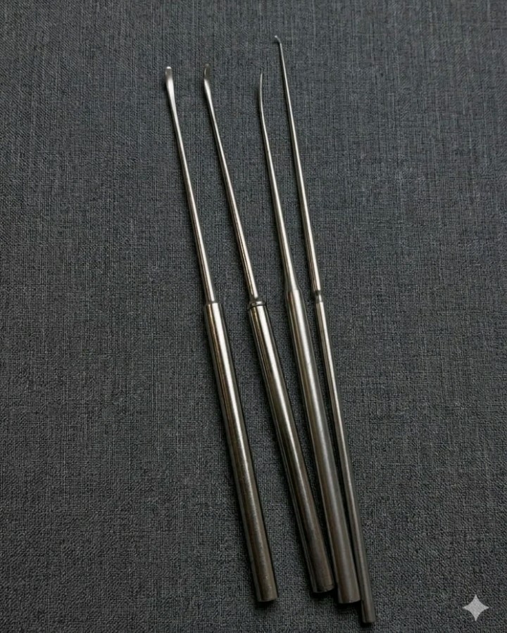 Set of 4 Aesculap Codman Penfield Dissectors & Hook Probe Neurology Orthopedics