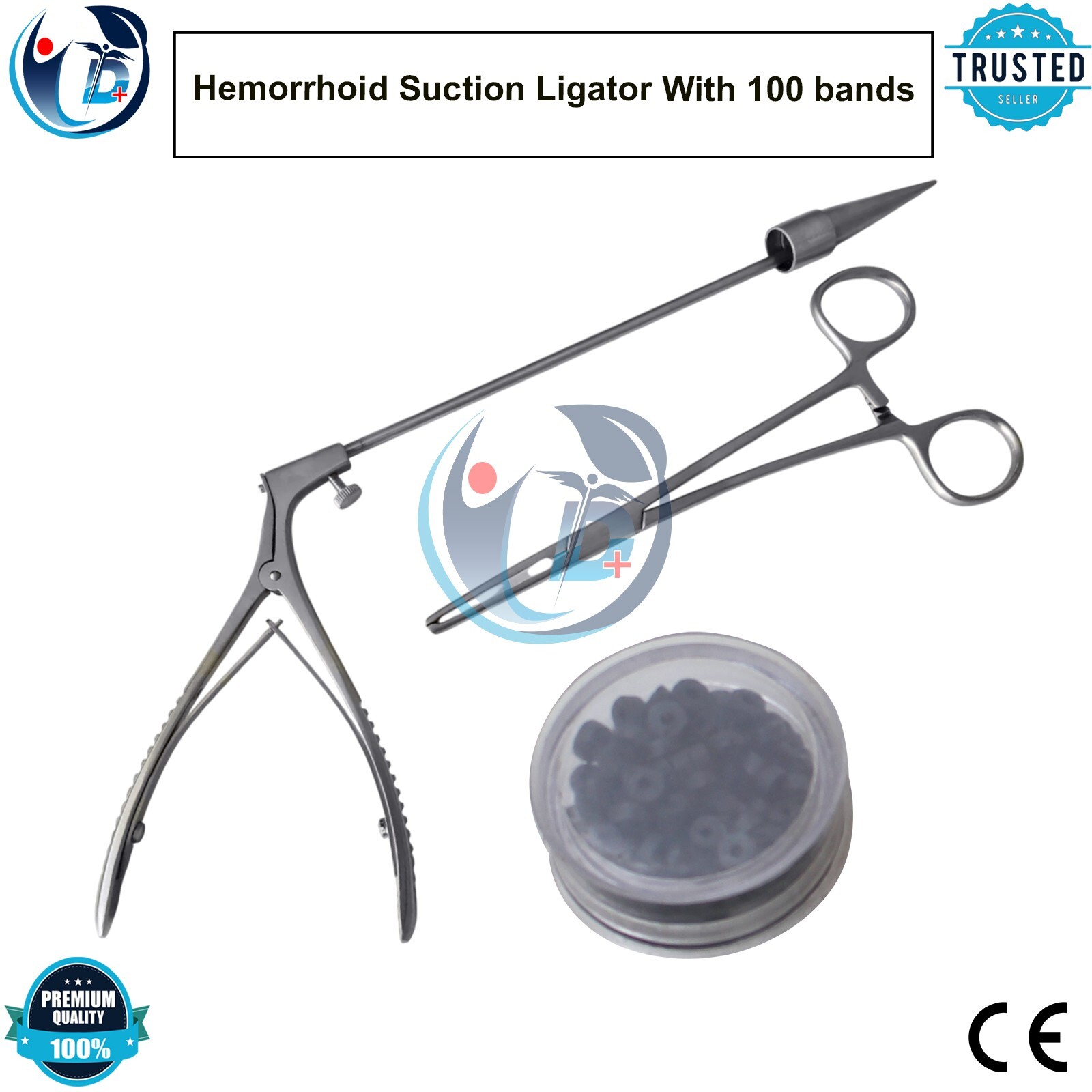 Hemorrhoid Suction Ligator With 100 bands Surgical Instruments Set High Quality