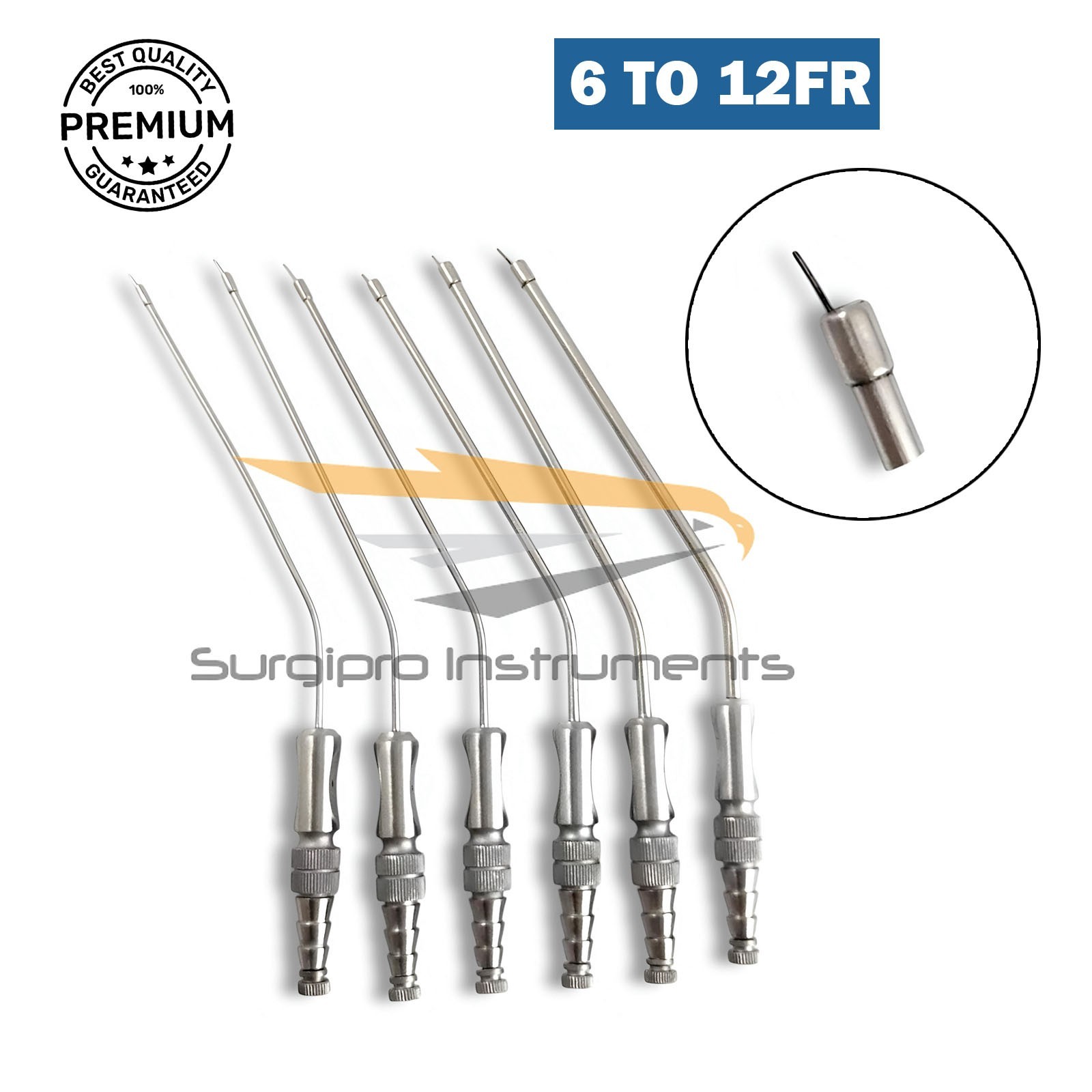 6 PCs Set Frazier Suction Tubes With Ball Tip 6 To 12 Fr Surgical Instruments