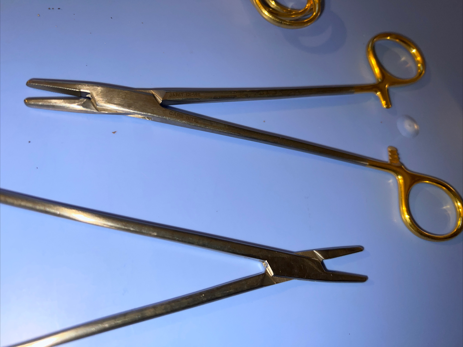 Jarit Surgical 7-1/2in (19cm) TC Mayo Gold Handle Hegar Needleholder 121-140 (1)
