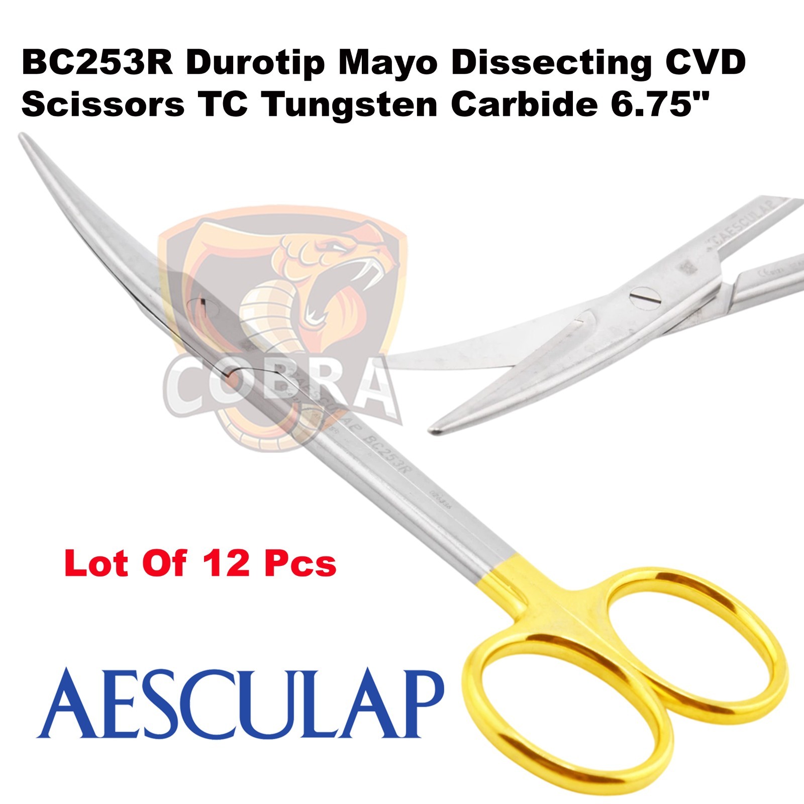 AESCULAP BC253R Duro Tip Mayo Dissecting Curved Scissors T C 6.7” Lot of 12 Pcs