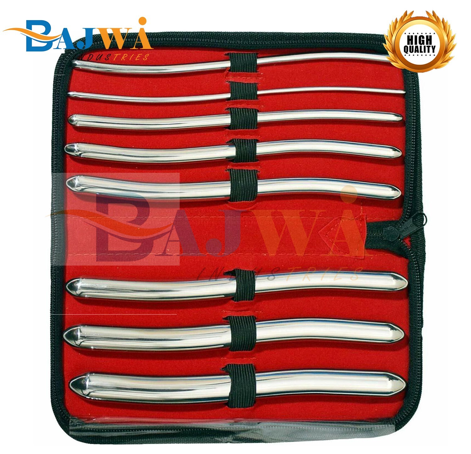 Hegar Dilator Set Uterine Urethral Diagnostic Surgical Sounds 8Pcs, with case