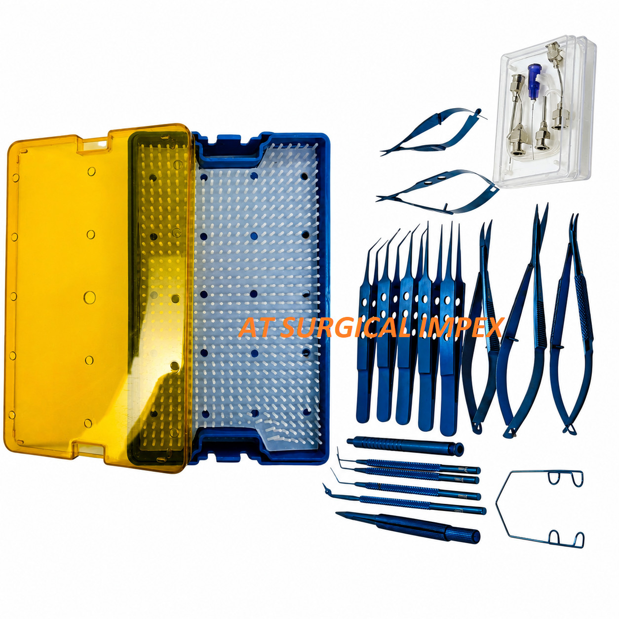 Eye Cataract Titanium Coated Instrument Set 21 Pcs w/ Sterilization Tray