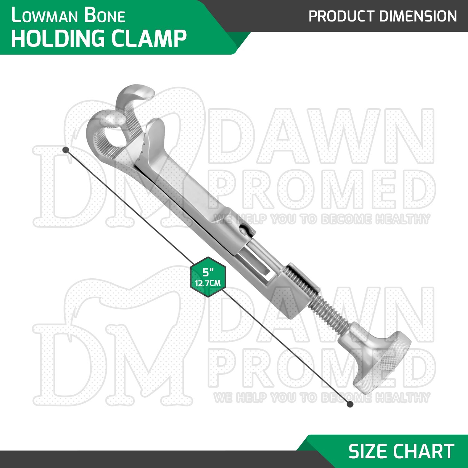 Lowman Bone Holding Clamp 5″ 1×2 Prong 3/4″ Orthopedic Instruments German Grade