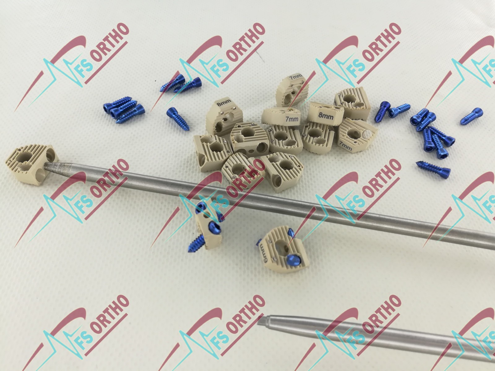 6mm Locking CERVICAL FUSION SPINE CAGE (PEEK Material) with SCREWS , 16Pcs