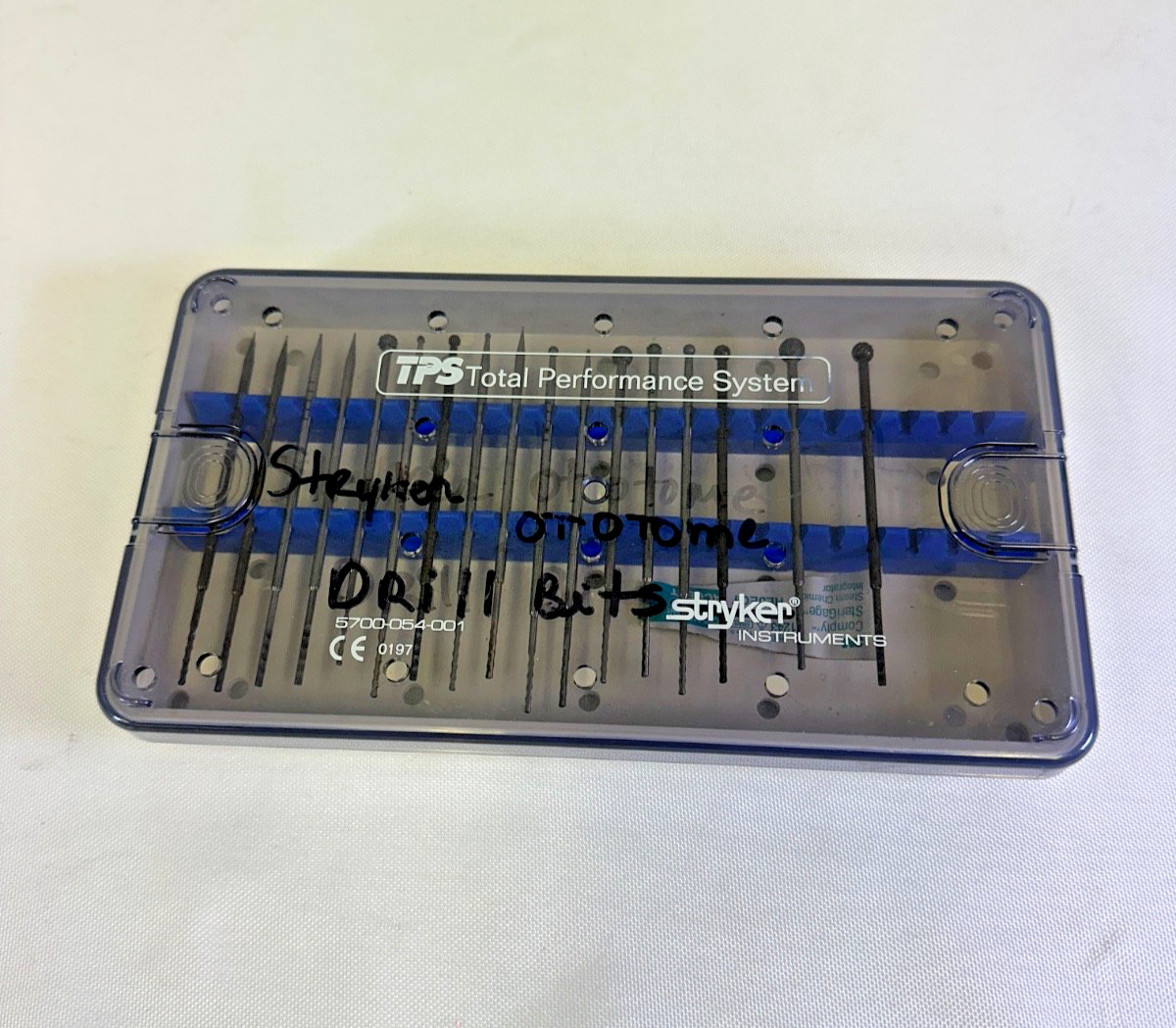 Set of 17 Stryker TPS Ototome Drill Bits and Burrs W/ Case ENT Orthopedic