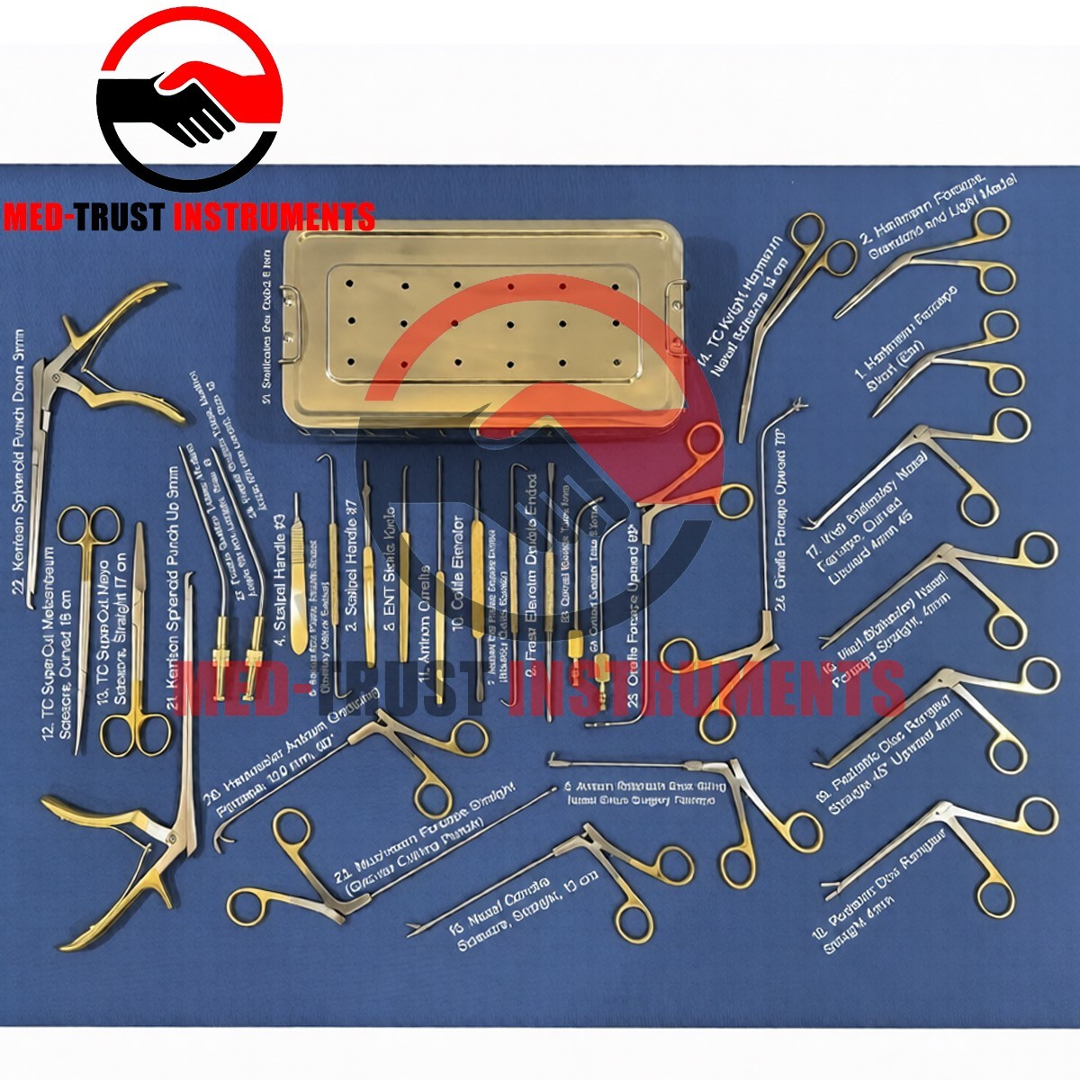 Fess Instruments Set Endoscopic Sinus Surgery A+German Steel ENT Instruments Set