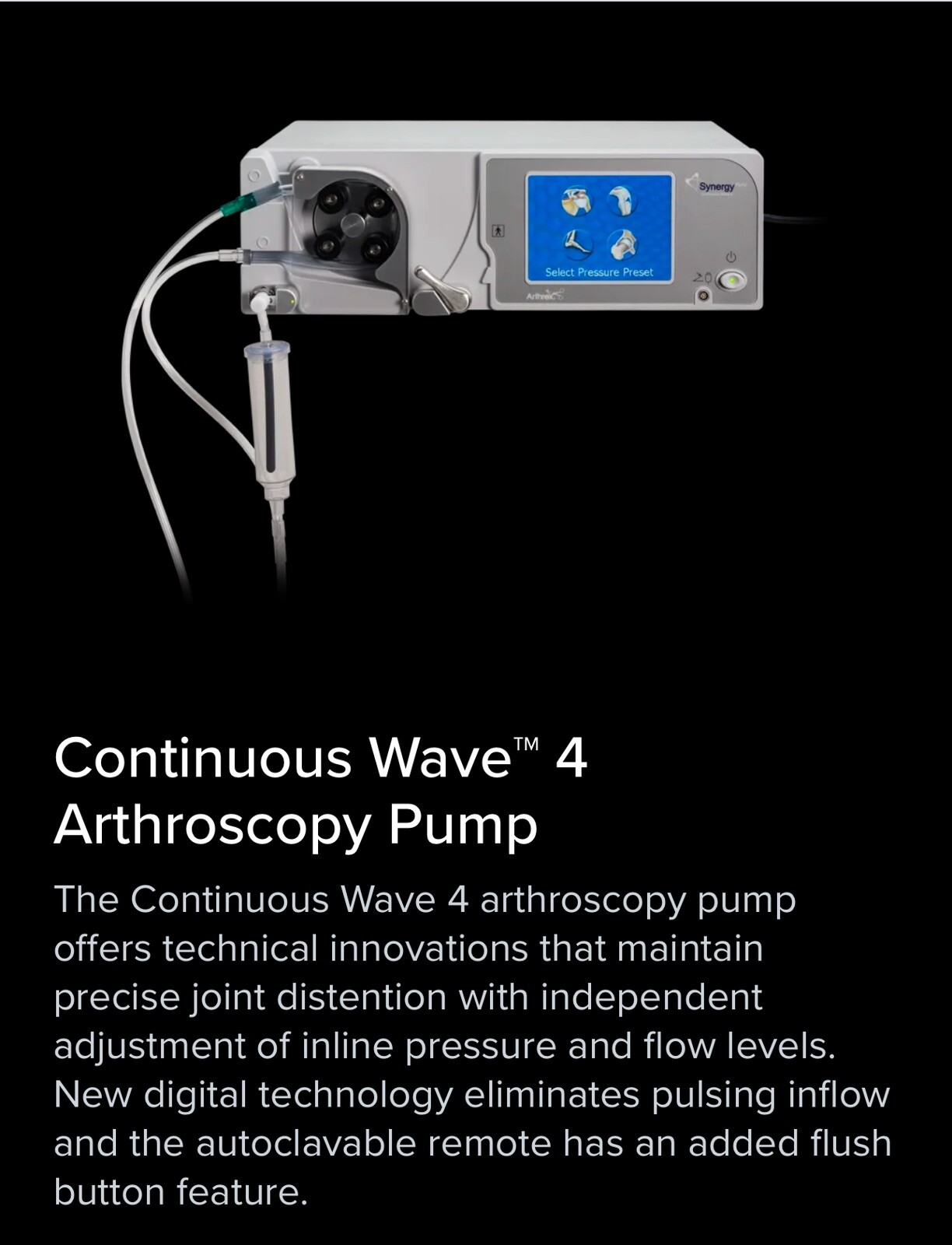 Arthrex Synergy Continuous Wave 4 Arthroscopy Pump AR-6485. Tubing Available.