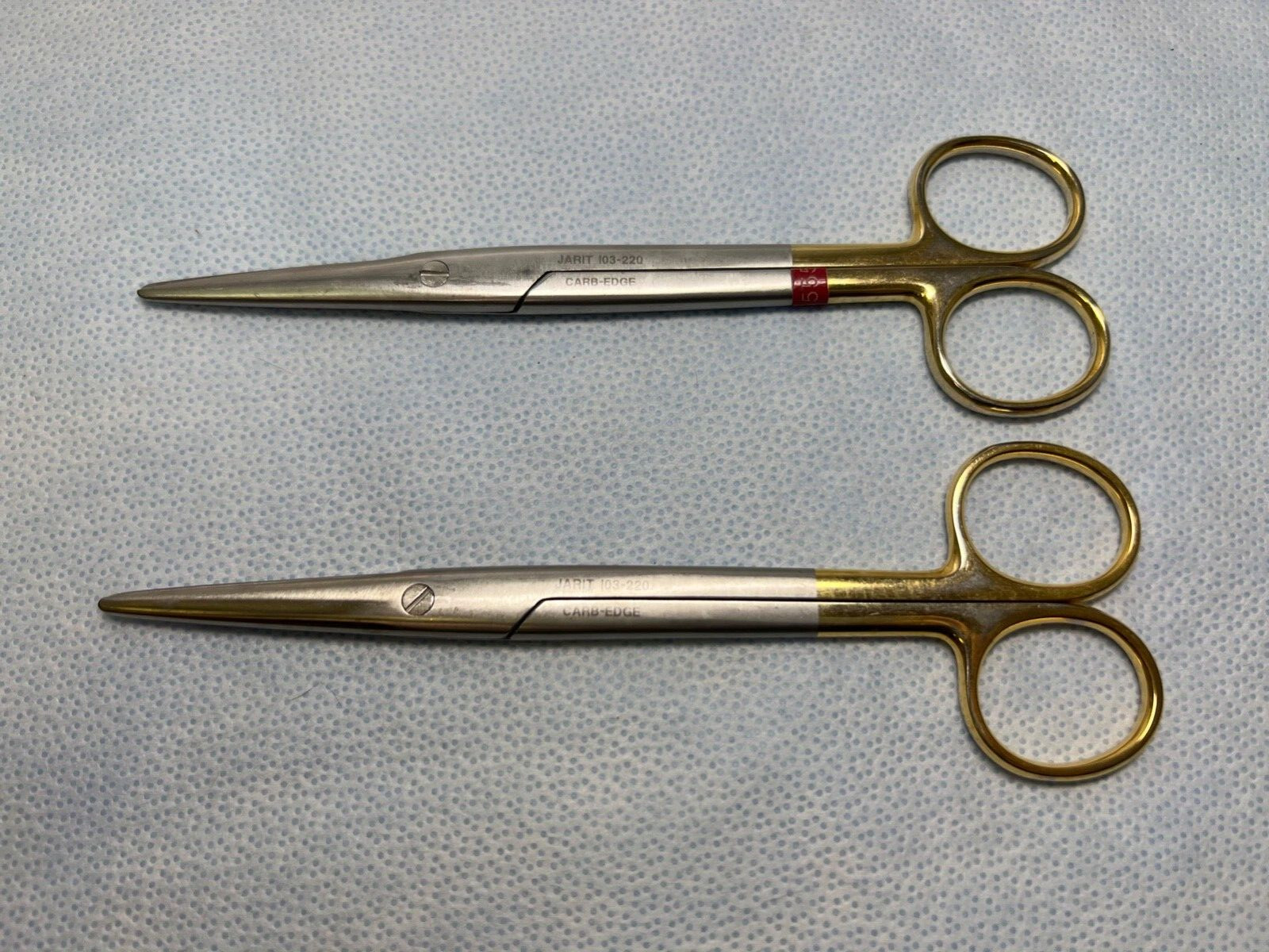 Pair Of 2 Jarit 103-220 Carb-Edge Mayo Straight Scissors, Round Blade 6-3/4″