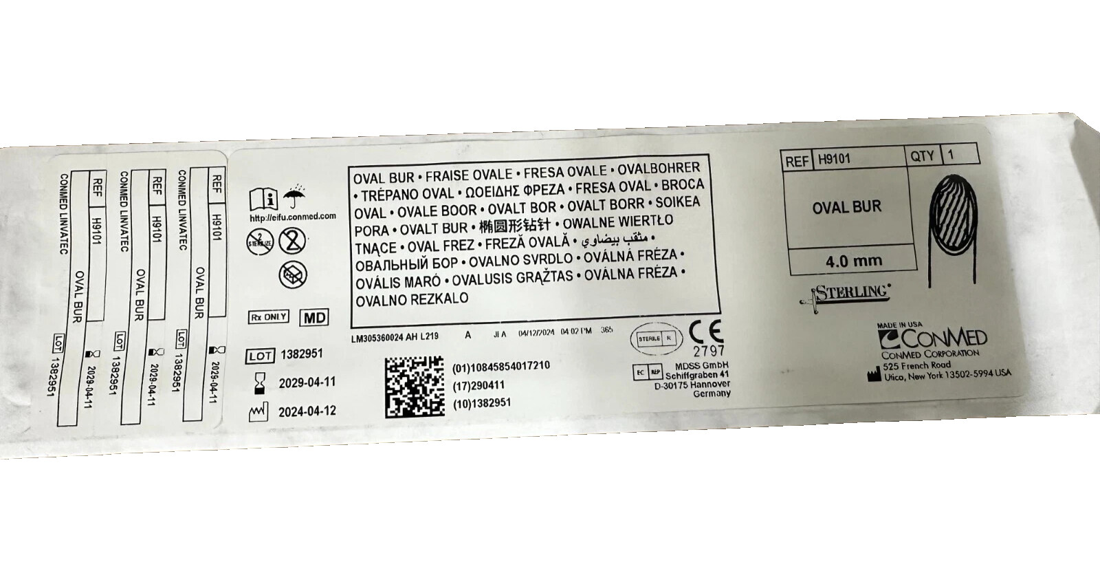 CONMED OVAL BUR REF: H9101 4.0 mm – Price for one Single 1 item!