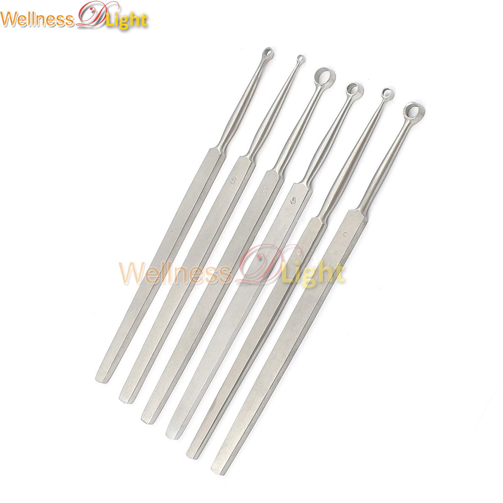 WDL MEYHOEFER Chalazion Ear Curette 0.5MM,1MM,1.8MM,2MM,2.5MM,3MM ENT 6 PCS Inst