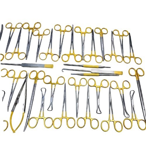 General Surgery Spay Pack Set 40 Pcs Gold Handle Surgical Instruments Kit W Box