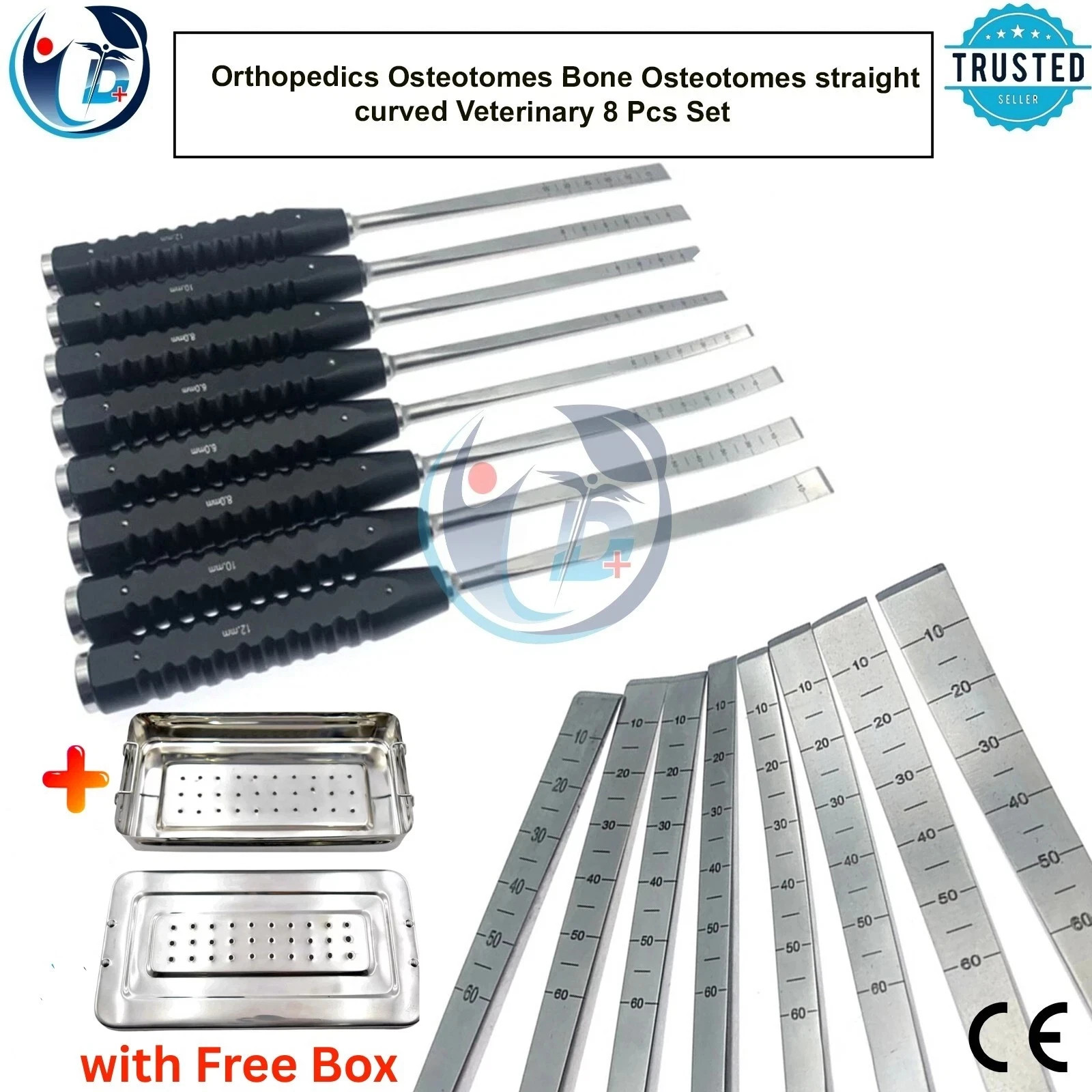 Orthopedics Osteotomes Bone Osteotomes straight curved Veterinary 8 Pcs Set