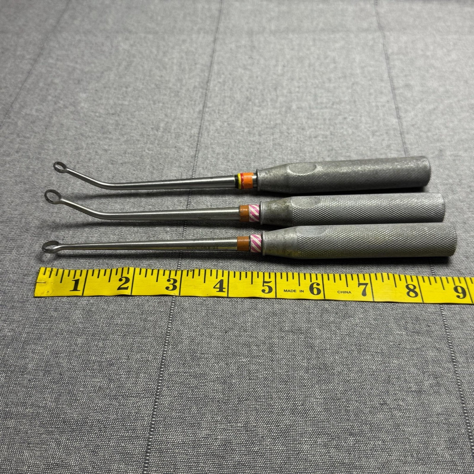 Codman Orthopedic Bone Curettes Lot 3 23-1013 23-1017 8MM 6MM Stainless USA