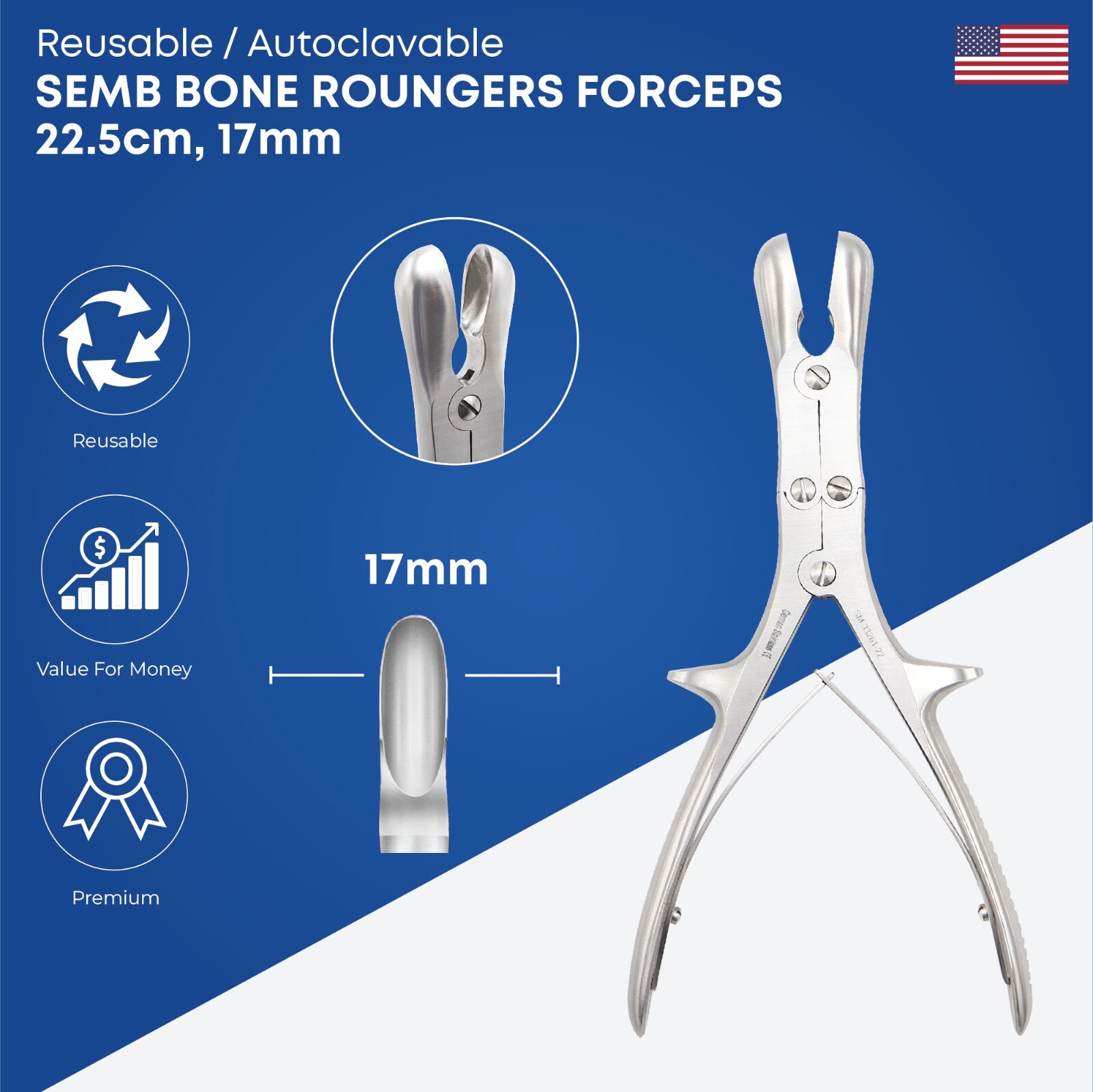 Semb Bone Roungers Forceps Length 22.5 cm Reusable Orthopedic Instruments
