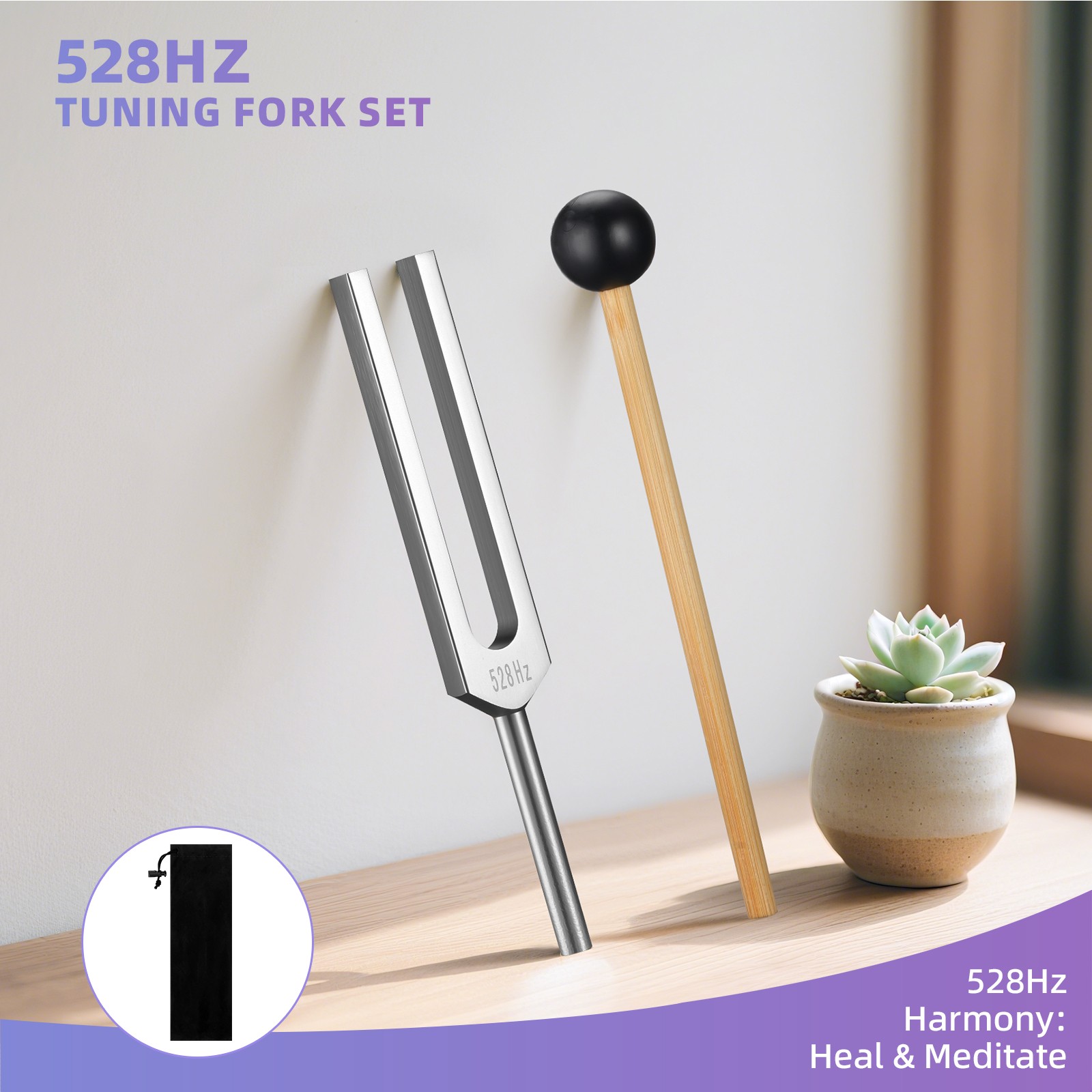 528Hz Healing Tuning Fork With Silicone Hammer Sound Therapy Musical Instrument